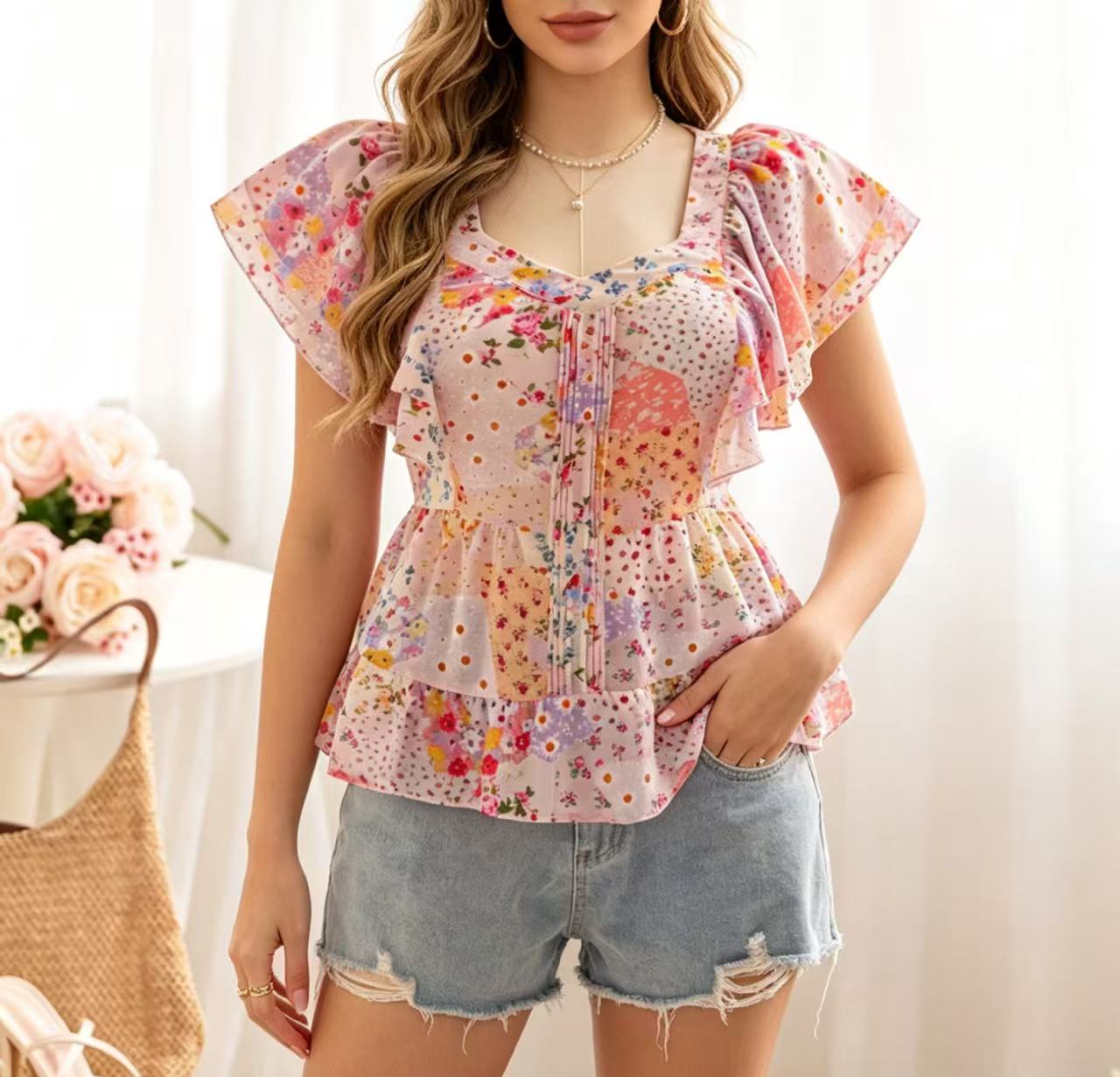 Summer Clothing For Girls - Damska bluzka plus size z niszowym