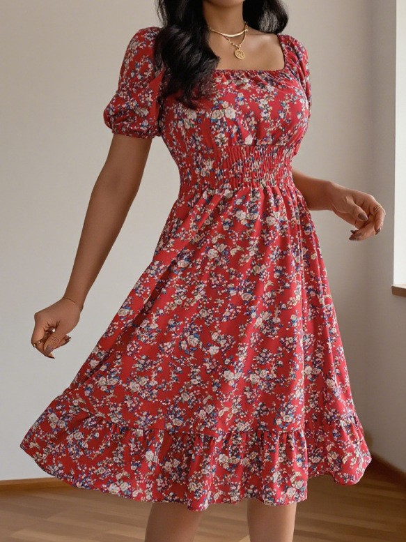 Summer Clothing Pakistan - Letnia wiosenna odzież damska Sukienka midi