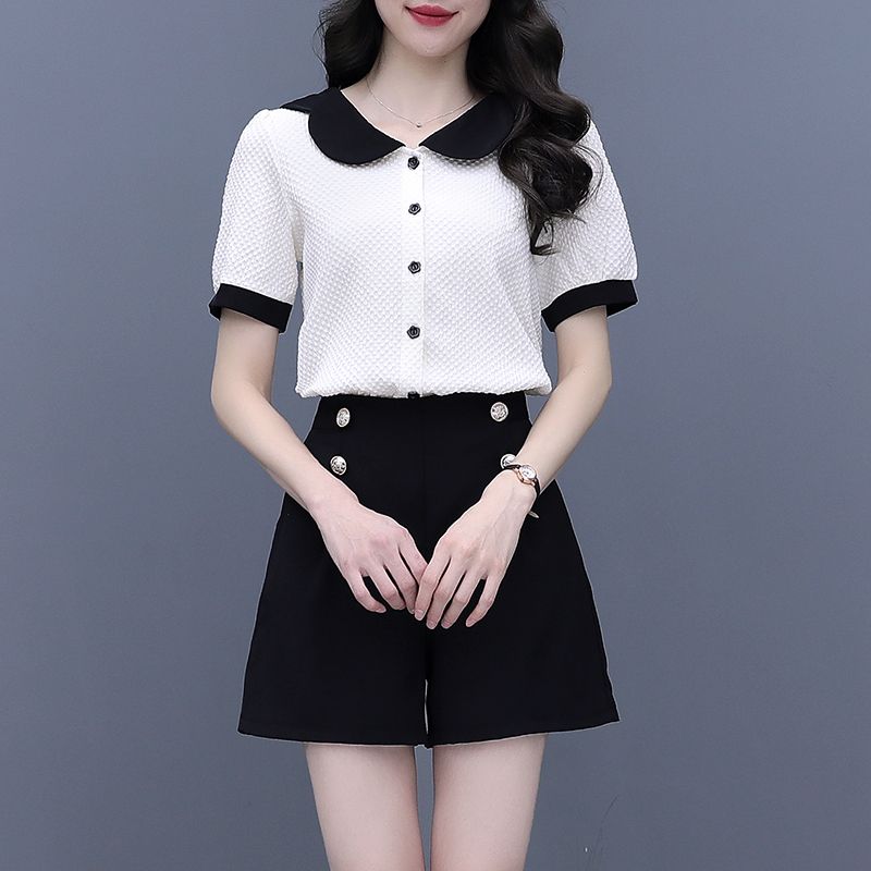 Summer Clothing Trends 2025 Women'S - Kontrastowe Komplety Damskie z Guzikami, Krótkie,