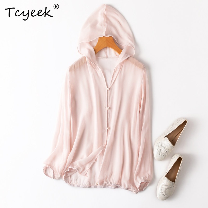 Summer Clothing Usa - Tcyeek 100% Jedwab Morwowy Damskie Bluzki