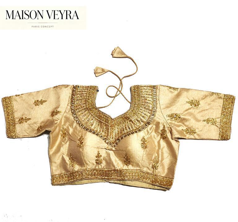 Summer Clothing Pakistan - Tradycyjna indyjska bluzka sari damska, złote