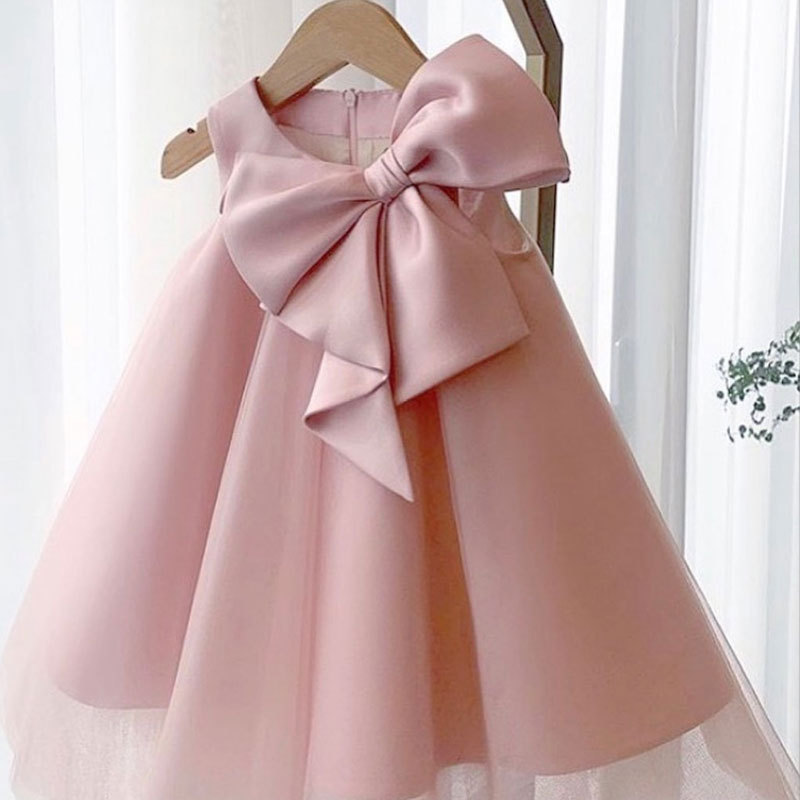 Summer Clothing For Babies - Letnia duża kokarda dziewczynka sukienka 1