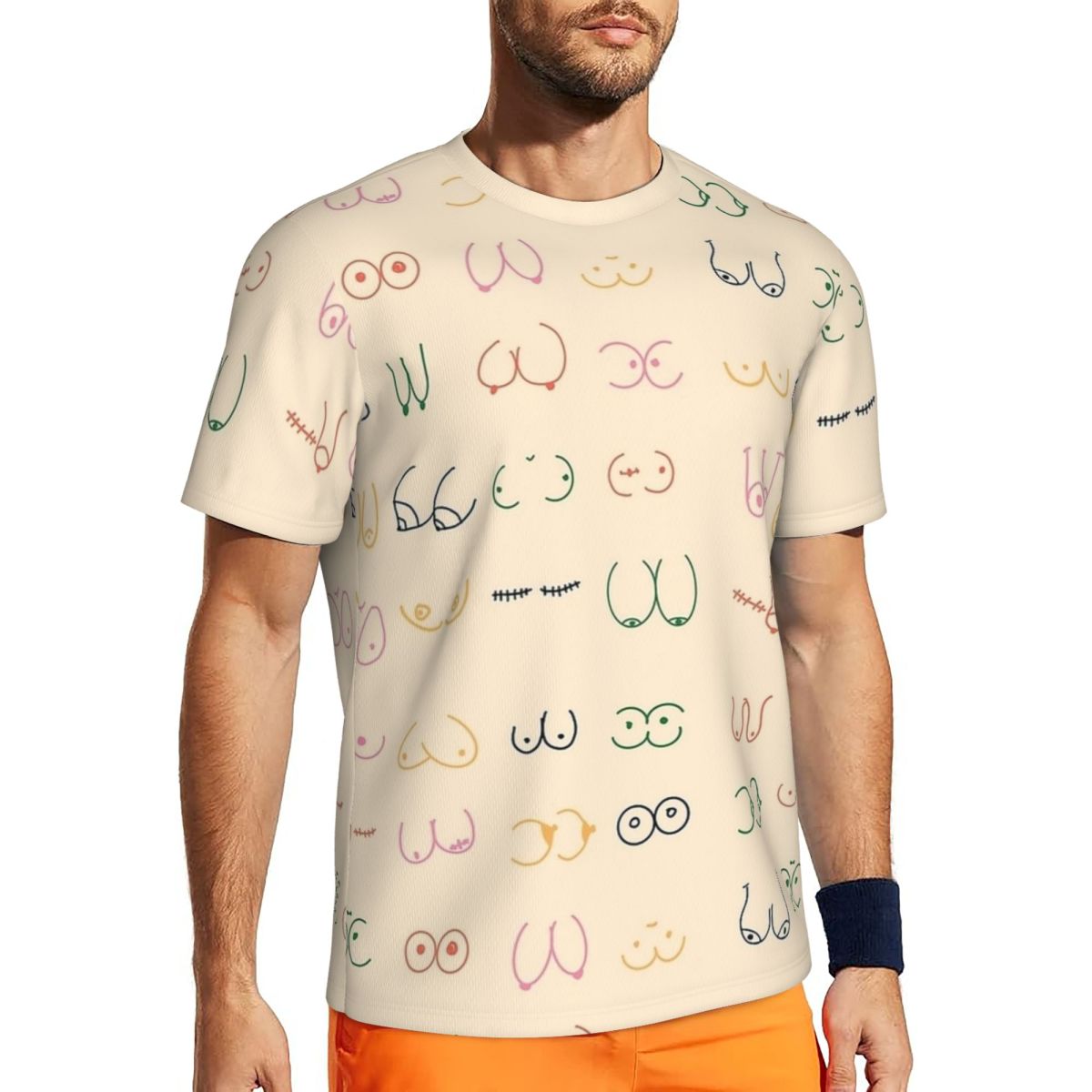 Summer Clothing Ideas - Koszulka sportowa męska z pastelowym szkicem
