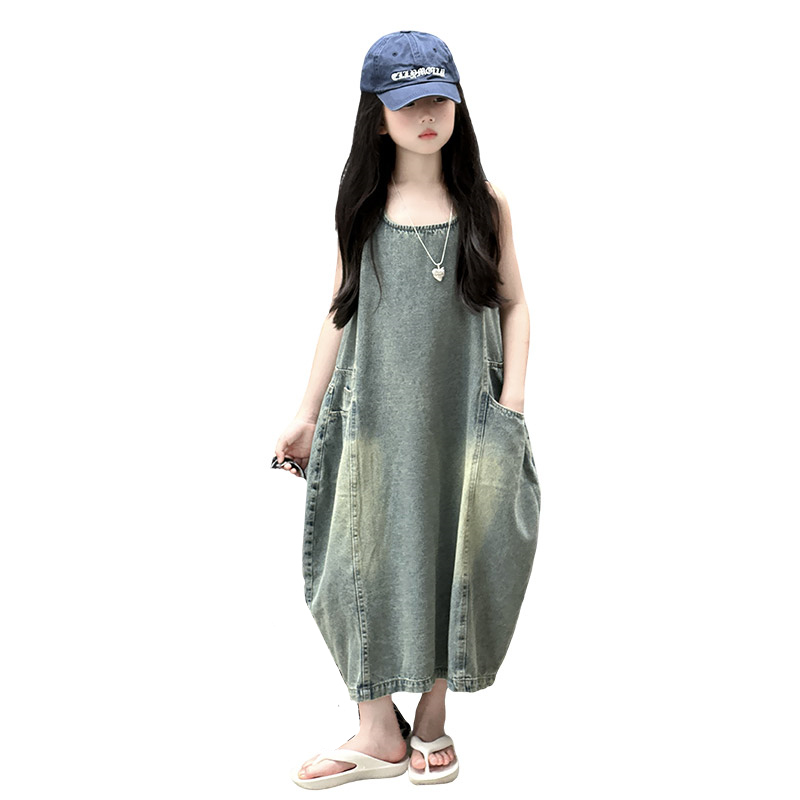 Summer Clothing For Girls - Vintage Blue Children Girls Wysokiej jakości
