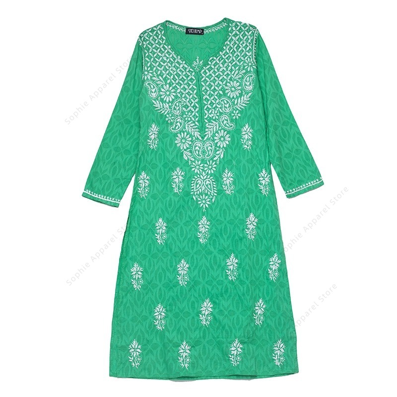 Summer Clothing Pakistan - Damska haftowana Kurti indyjska/pakistańska tunika top