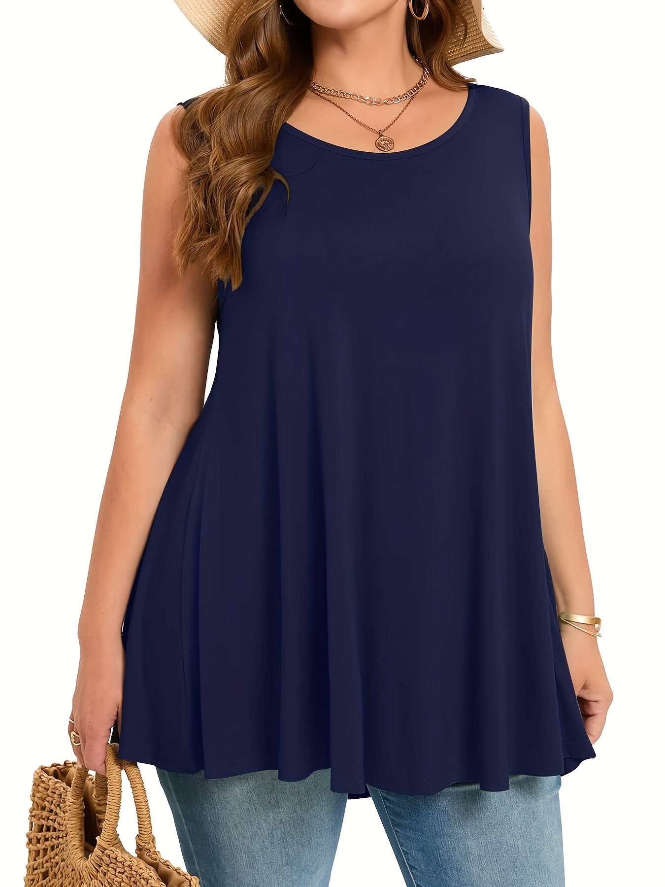 Plus Size Simple Solid Tank To – Summer Upf Clothing recenzja i cena