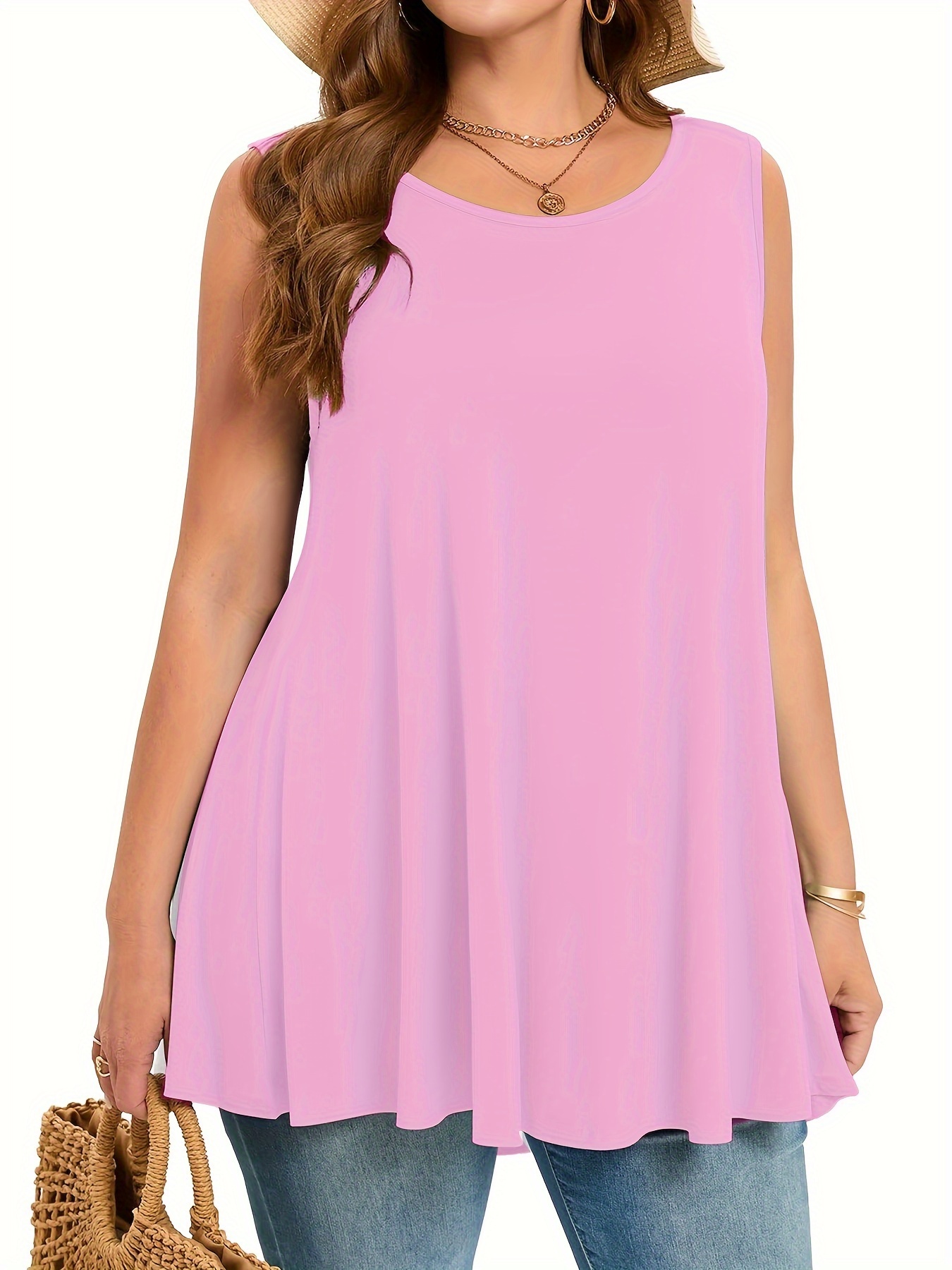 Plus Size Simple Solid Tank To – Summer Upf Clothing recenzja i cena