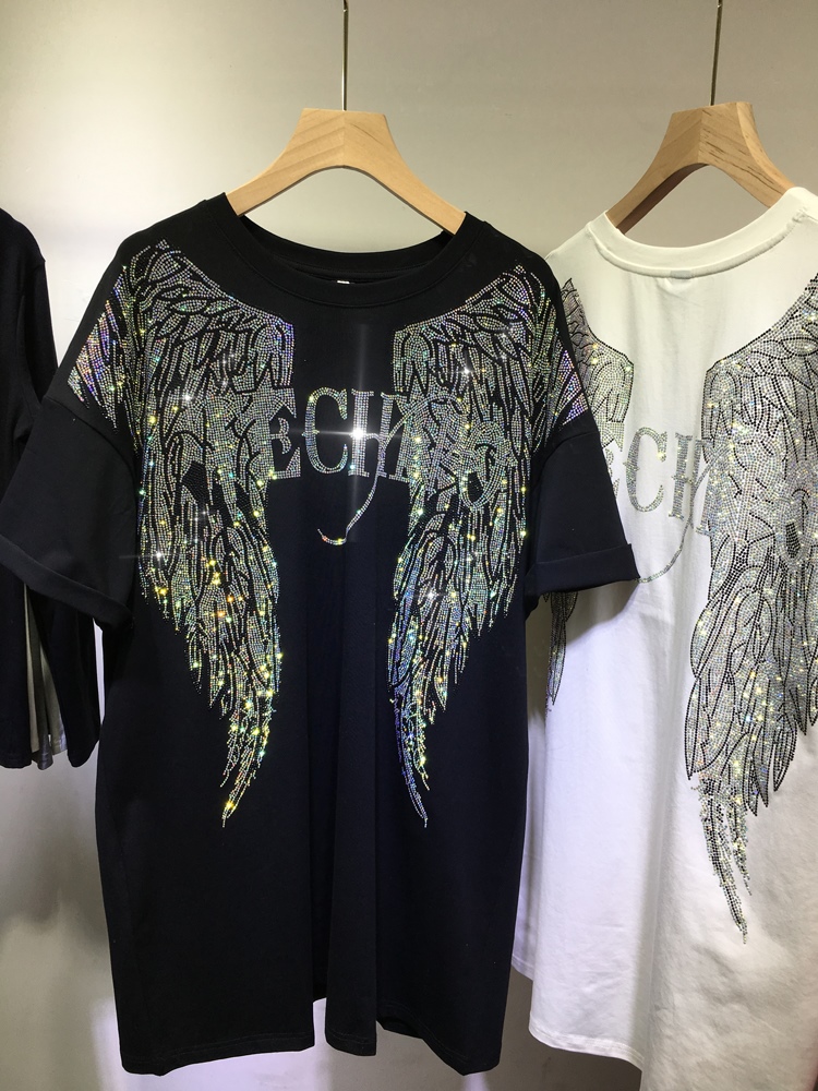 L-4XL Oversize Rhinestone Ange – Summer Clothing Brands For Women recenzja i cena
