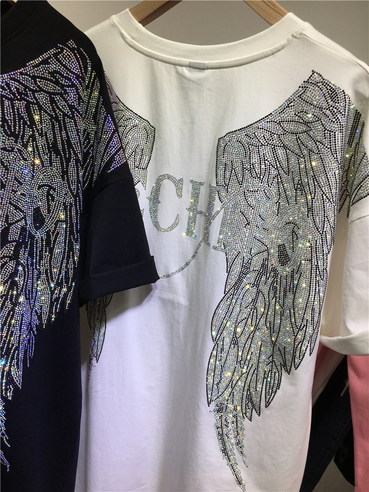 L-4XL Oversize Rhinestone Ange – Summer Clothing Brands For Women recenzja i cena