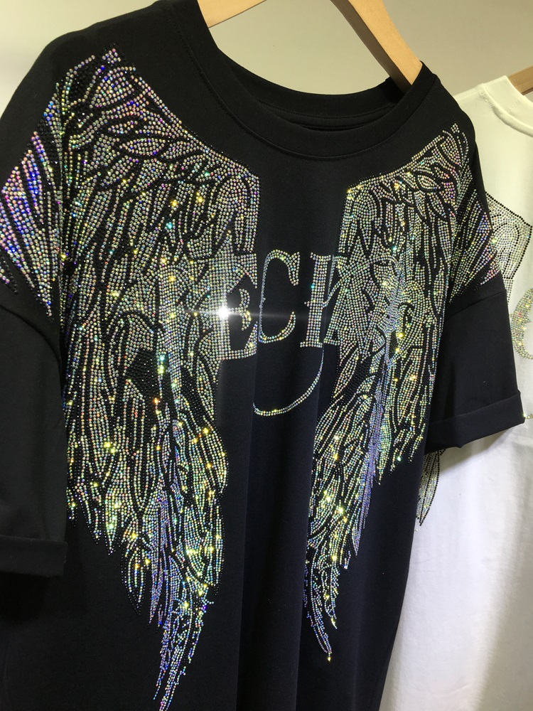 L-4XL Oversize Rhinestone Ange – Summer Clothing Brands For Women recenzja i cena