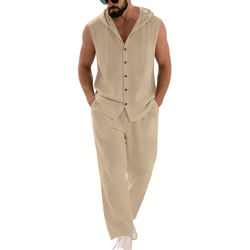 Męski lniany komplet casualowy – Summer Clothing Usa recenzja i cena