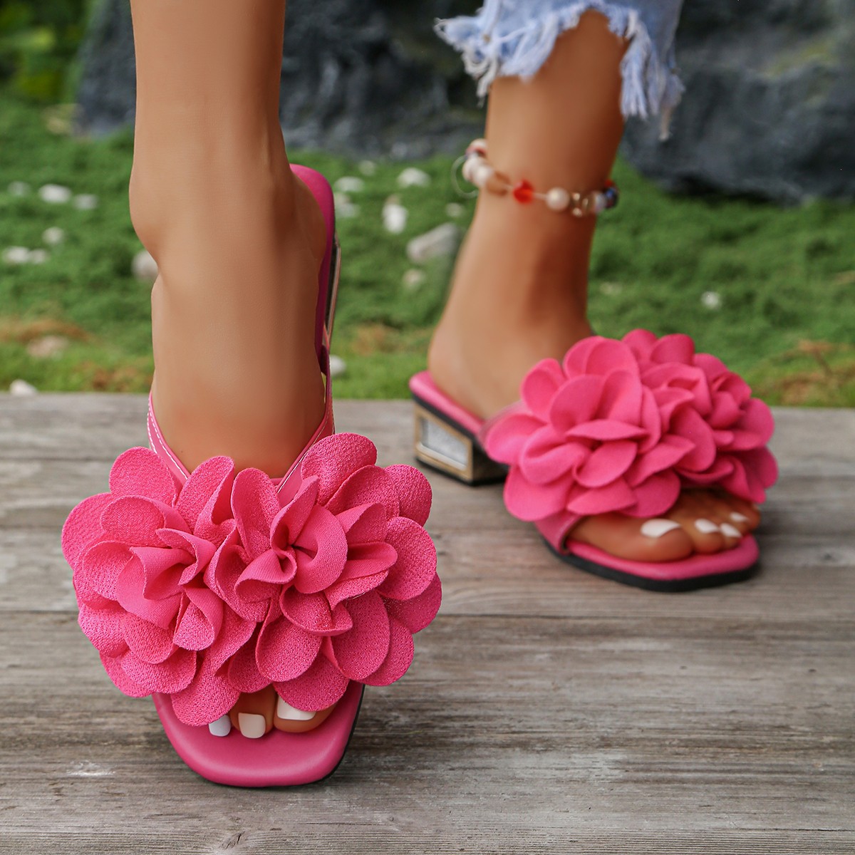 Klapki zdobione czerwonymi kwi – Summer Clothing Korea recenzja i cena