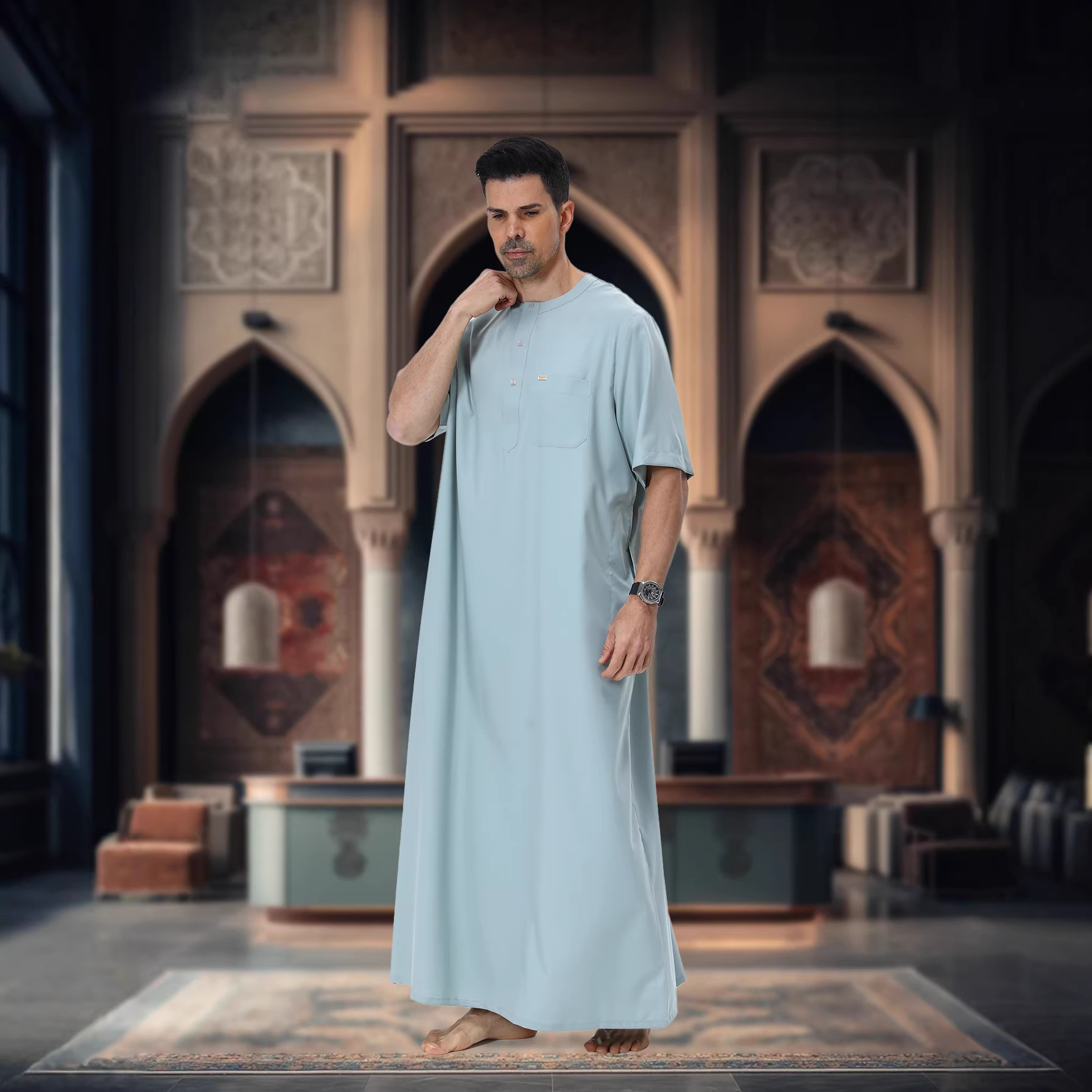 Męskie muzułmańskie abaje, kaf – Summer Clothing Pakistan recenzja i cena